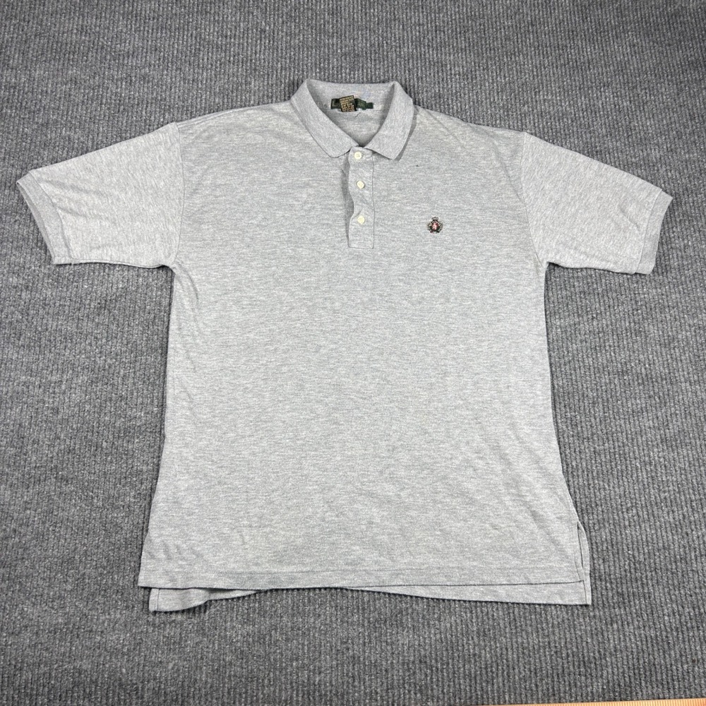 Knights of Round Table Shirt Mens L Gray Short Sleeve Polo Poly Rayon Blend